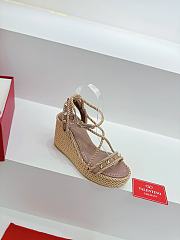 Fortok Valentino Wedge High-Heel Sandals Beige - 5