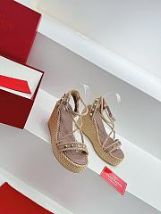 Fortok Valentino Wedge High-Heel Sandals Beige - 2