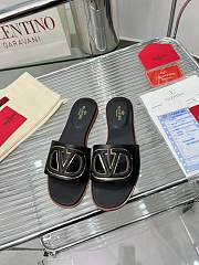 Fortok Valentino Vlogo Cut-Out Calfskin Slides Black - 1