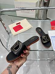 Fortok Valentino Vlogo Cut-Out Calfskin Slides Black - 5
