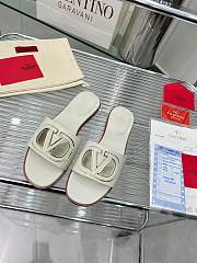 Fortok Valentino Vlogo Cut-Out Calfskin Slides White - 1