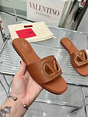 Fortok Valentino Vlogo Cut-Out Calfskin Slides Brown - 4