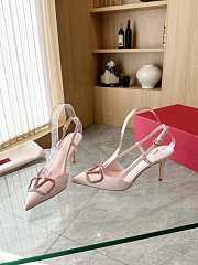 Fortok Valentino Toe-pointed Pink High Heels With Stone Encrusted Logo - 4