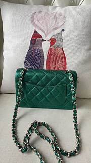 Fortok Chanel Metallic Caviar Quilted Mini Rectangular Flap Green 20cm - 5
