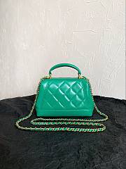 Fortok Chanel Mini Bag With Handle Shiny Green Lambskin 18×7×13.5cm - 5