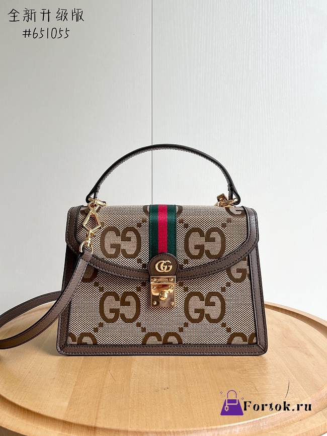 Fortok Gucci Ophidia GG Top Handle Bag Monogram Brown 651055 25x17.5x7cm  - 1