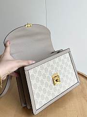 Fortok Gucci Ophidia GG Top Handle Bag Beige & White GG Supreme Canvas 651055 25x17.5x7cm - 6