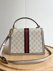 Fortok Gucci Ophidia GG Top Handle Bag Beige & White GG Supreme Canvas 651055 25x17.5x7cm - 2