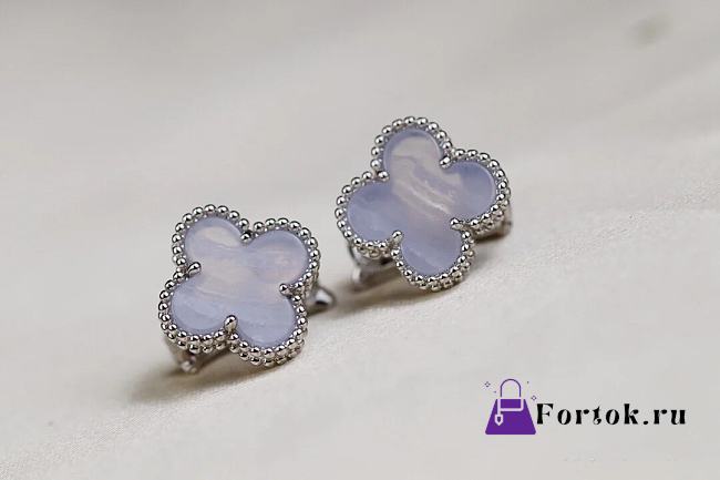 Fortok Van Cleef & Arpels Four-leaf Clover Purple Earrings - 1