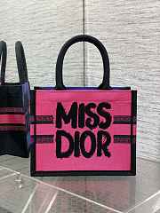 Fortok Dior Book Tote Pink, Purple and Black Miss Dior Graffiti Embroidery 36x27.5x16.5cm - 1