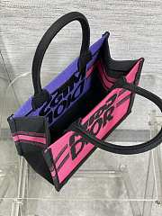 Fortok Dior Book Tote Pink, Purple and Black Miss Dior Graffiti Embroidery 36x27.5x16.5cm - 3