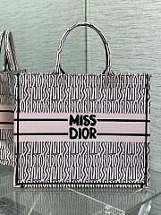 Fortok Dior Book Tote Black and Pale Pink Miss Dior Allover Embroidery 36x27.5x16.5cm - 1