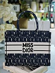 Fortok Dior Book Tote Black and Dark Blue Miss Dior Allover Embroidery 36x27.5x16.5cm - 1