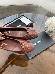 Fortok Chanel Burgundy Ballerinas Ballet Flat Shoes - 3