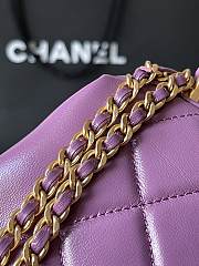 Fortok Chanel Mini Bag With Handle Shiny Purple Lambskin 18×7×12cm - 5
