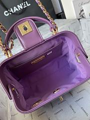 Fortok Chanel Mini Bag With Handle Shiny Purple Lambskin 18×7×12cm - 2