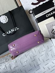 Fortok Chanel Mini Bag With Handle Shiny Purple Lambskin 18×7×12cm - 3