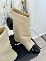 Fortok Chanel Soft Beige Leather With Logo Boots - 4