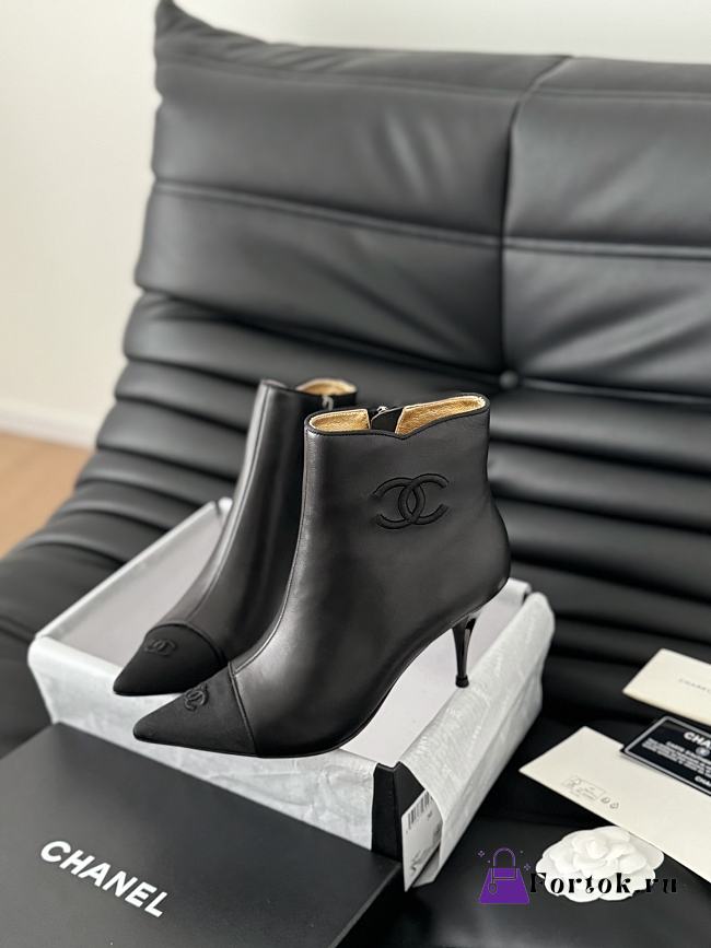 Fortok Chanel Ankle Boots Black With Logo - 1