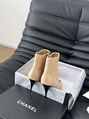 Fortok Chanel Ankle Boots Beige With Logo - 3