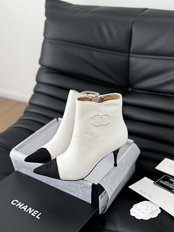 Fortok Chanel Ankle Boots White With Logo