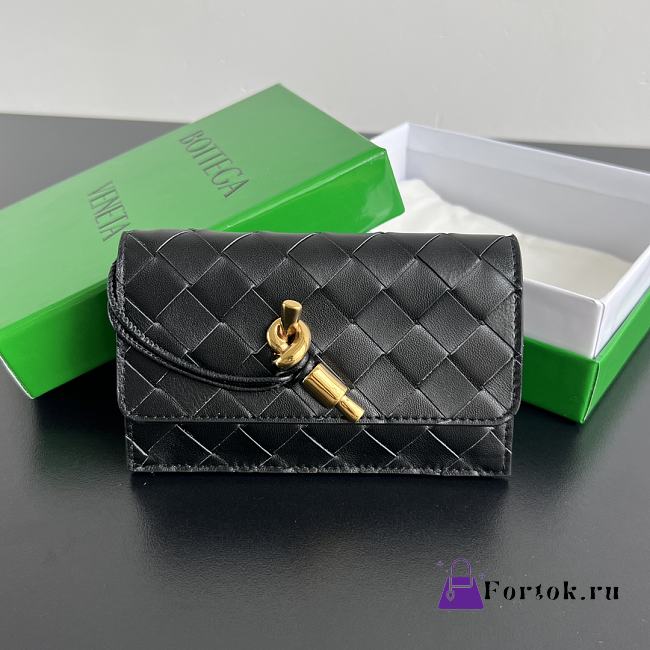 Fortok Bottega Veneta Amdiamo Zippered Card Holder Black 776031 14x8.5x2cm - 1