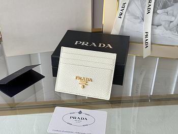 Fortok Prada Saffiano Leather Card Holder White 1MC025 8x10cm