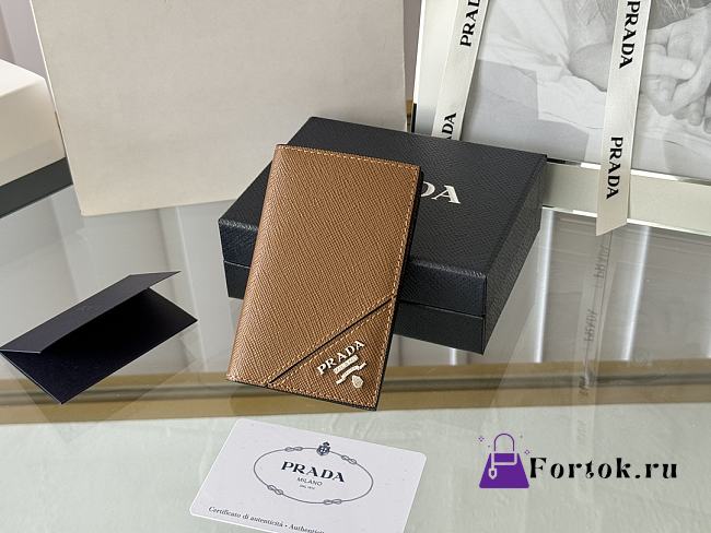 Fortok Prada Saffiano Leather Card Holder Brown 2MC101 11x7cm - 1
