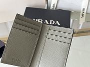 Fortok Prada Saffiano Leather Card Holder Green Khakhi 2MC101 11x7cm - 2