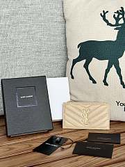 Fortok Saint Laurent Grain Leather Card Holder Beige 607915 13x8x2cm - 1
