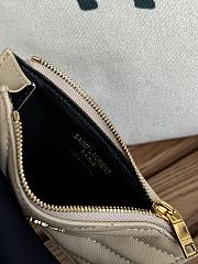Fortok Saint Laurent Grain Leather Card Holder Beige 607915 13x8x2cm - 4
