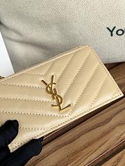 Fortok Saint Laurent Grain Leather Card Holder Beige 607915 13x8x2cm - 2