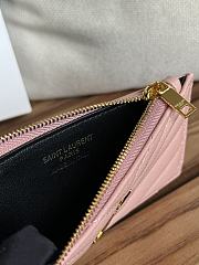 Fortok Saint Laurent Grain Leather Card Holder Pink 607915 13x8x2cm - 4