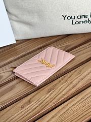 Fortok Saint Laurent Grain Leather Card Holder Pink 607915 13x8x2cm - 3