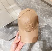 Fortok Celine Leather Embroidered Baseball Cap in Black / Dark Brown / Brown / Beige - 5