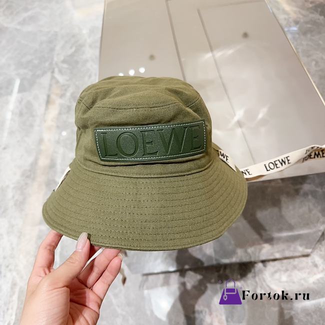 Fortok Loewe Bucket Hat with Straps Beige / Green Khakhi - 1