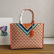 Fortok Prada Symbole Jacquard Fabric Handbag Orange & White 1BA356 39x31x11cm - 1