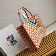 Fortok Prada Symbole Jacquard Fabric Handbag Orange & White 1BA356 39x31x11cm - 4