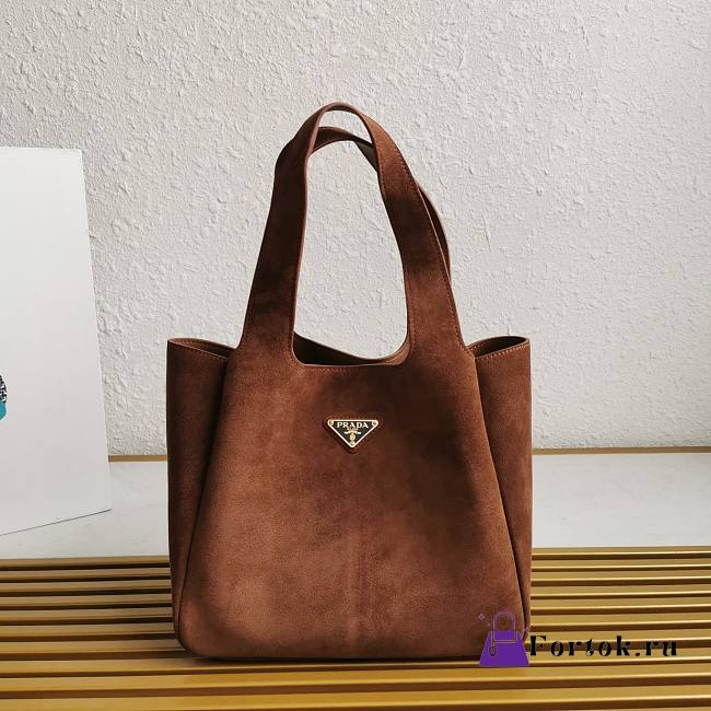 Fortok Prada Suede Leather Tote Bag 1BA349 18x16x10cm - 1