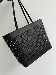 Fortok Prada Perforated Black Leather Tote Bag 1BG503 32×30×13cm - 1