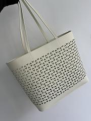 Fortok Prada Perforated White Leather Tote Bag 1BG503 32×30×13cm - 6