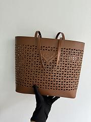 Fortok Prada Perforated Brown Leather Tote Bag 1BG503 32×30×13cm - 1