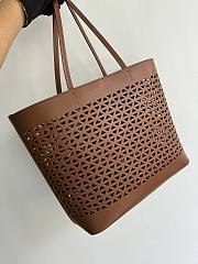 Fortok Prada Perforated Brown Leather Tote Bag 1BG503 32×30×13cm - 4