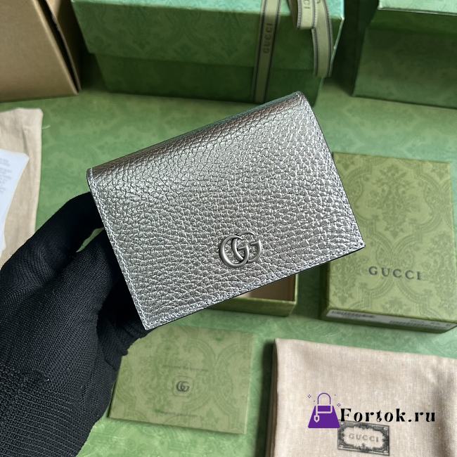 Fortok Gucci GG Marmont Card Holder Silver 456126 11x17.5cm - 1