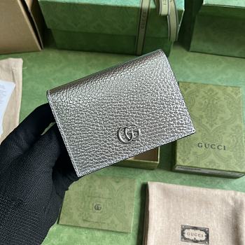 Fortok Gucci GG Marmont Card Holder Silver 456126 11x17.5cm