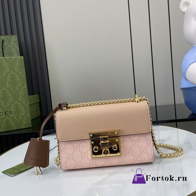 Fortok Gucci Padlock Small Shoulder Bag Pink 409487 20x12x8cm - 1