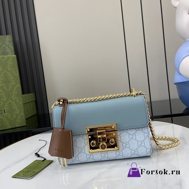 Fortok Gucci Padlock Small Shoulder Bag Blue 409487 20x12x8cm - 1