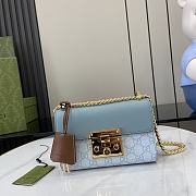 Fortok Gucci Padlock Small Shoulder Bag Blue 409487 20x12x8cm - 1