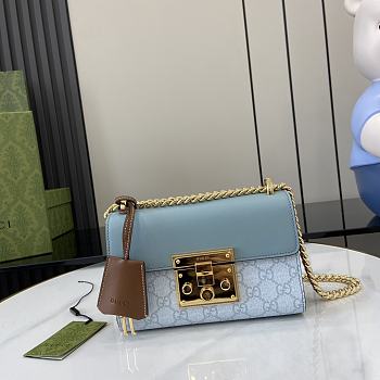 Fortok Gucci Padlock Small Shoulder Bag Blue 409487 20x12x8cm