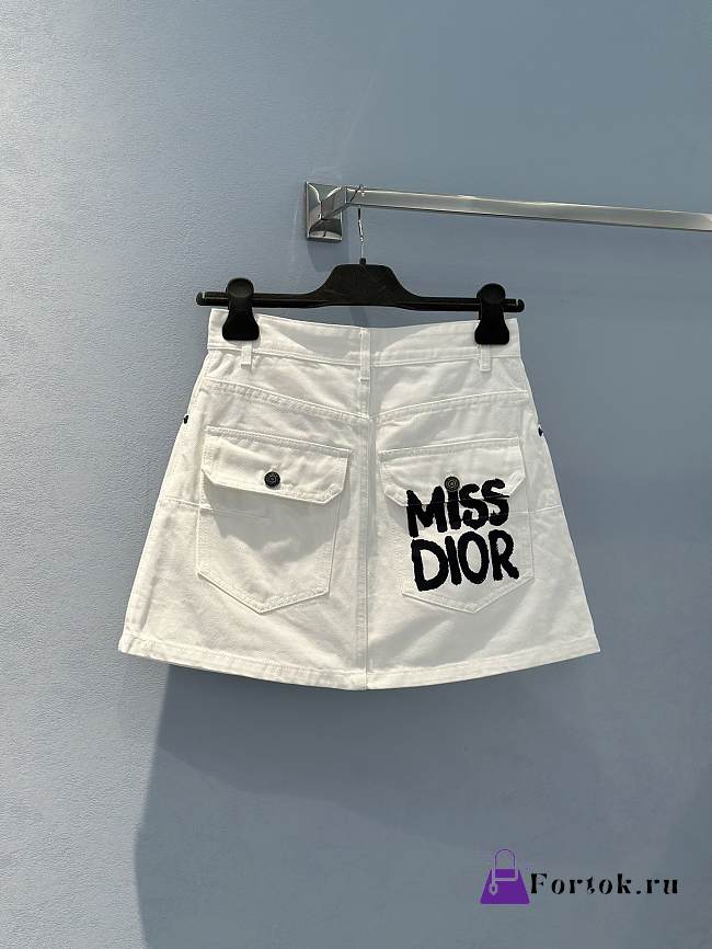 Fortok Dior Missdior Pocket Graffiti Letter Denim Skirt - 1